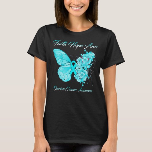 T-shirt Foi papillon Espoir Amour Conscience du cancer de  (Devant)