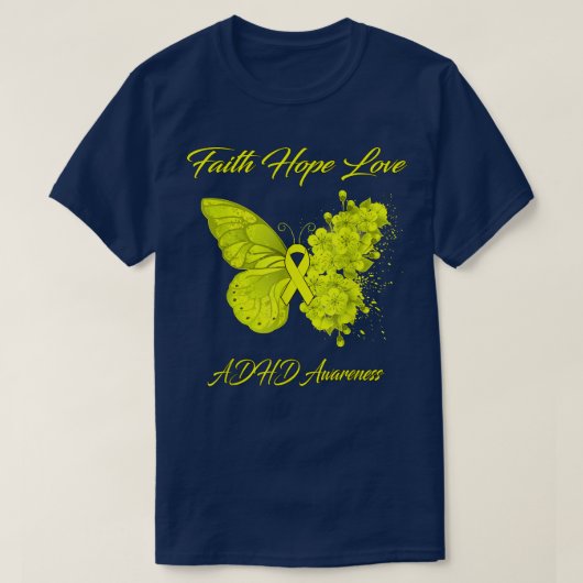 T-shirt Foi papillon Espoir Amour TDAH Sensibilisation (Design devant)