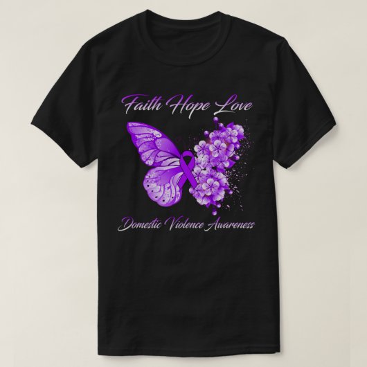 T-shirt Foi papillon Hope Love Violence domestique Award (Design devant)