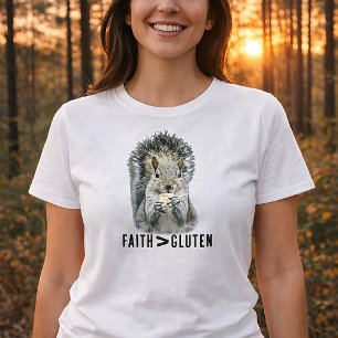 T-shirt Foi supérieure au gluten Écureuil chrétien drôle
