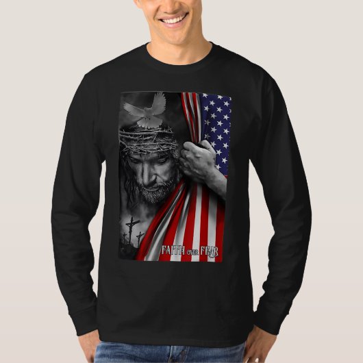 T-shirt Foi sur la peur Dieu Jésus Drapeau chrétien Drapea (Devant)