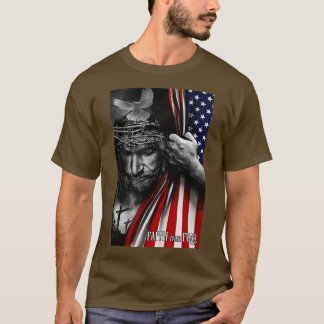 T-shirt Foi sur la peur Jésus Américain Drapeau Patriot Ch