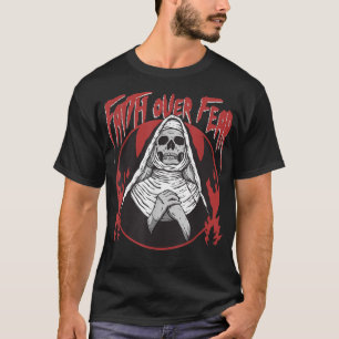 T-shirt Foi sur la peur Squelette Mal Nun Satanique Goth H