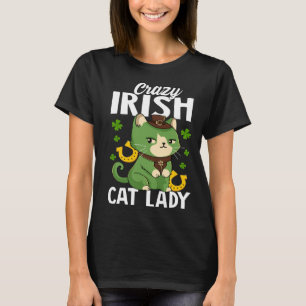T-shirt Folle dame aux chats irlandais Saint Patrick  1