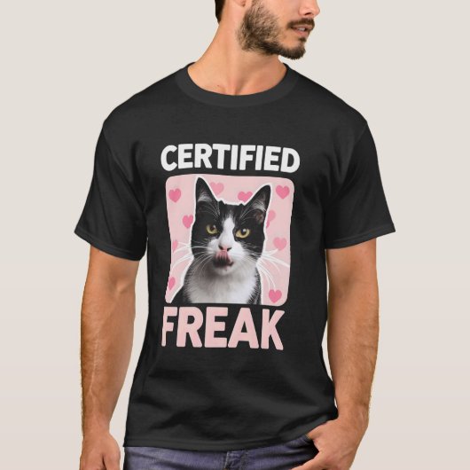 T-shirt Folle de chat certifiée Funny Kitten coeurs roses (Devant)