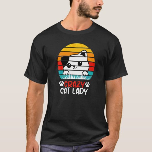 T-shirt Folle de chats Chat Tante de chat Mère de chat (Devant)