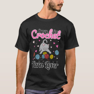 T-shirt Folle de crochet amoureux de la laine - Chat migno
