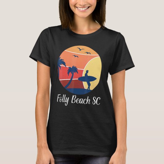 T-shirt Folly Beach South Carolina SC Surf Surfer Vinta (Devant)