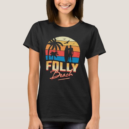 T-shirt Folly Beach South Carolina Surfing Surf Summer Vac (Devant)