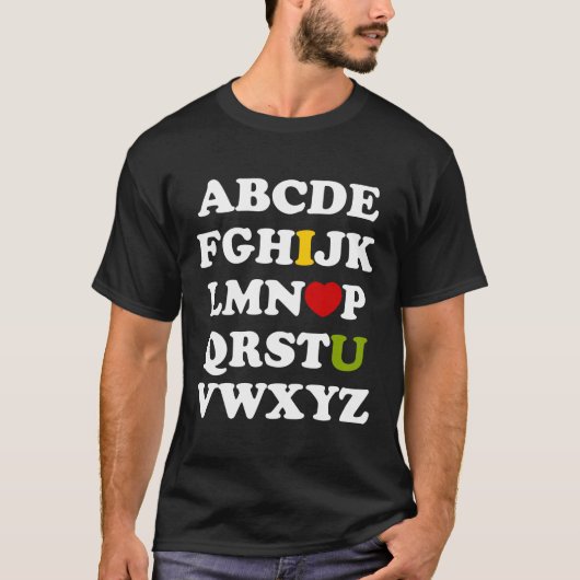 T-shirt foncé d'alphabet je t'aime (Devant)
