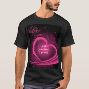 T-shirt foncé de base de coeur abstrait rose