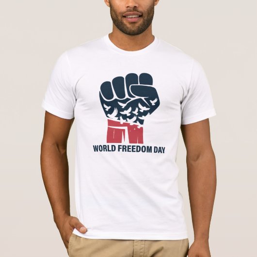T-shirt Fond de la Journée mondiale de la liberté avec sym (Devant)