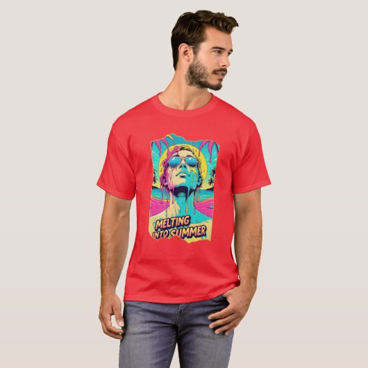 T-shirt Fondre En Été - Trippy Retro Beach Vibes Tee (Devant entier)