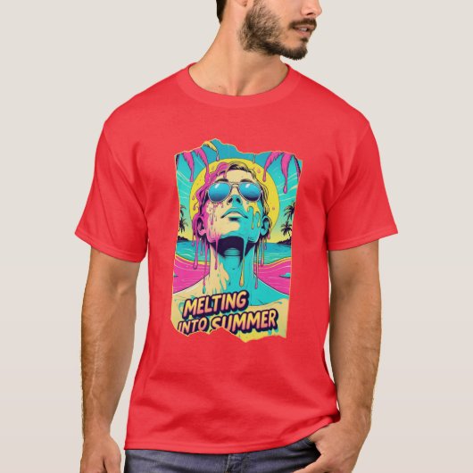 T-shirt Fondre En Été - Trippy Retro Beach Vibes Tee (Devant)