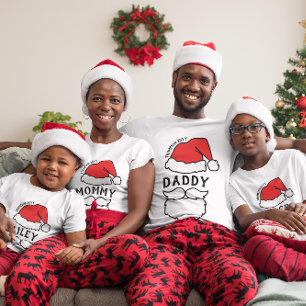 T-shirt Font Noire Père Chapeau Beauté Papa Famille Noël