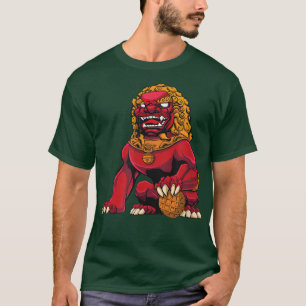 T-shirt Foo Dog Design Oriental Chinese Guardian Lions Shi