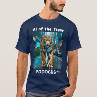 T-shirt Fooocus - AI of the tiger. Robo. Concrete jungle