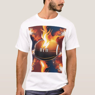 T-shirt Football Américain Sur Le Design Cool De Feu