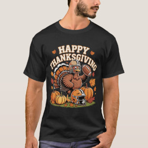 T-shirt Football de la dinde de Thanksgiving heureux