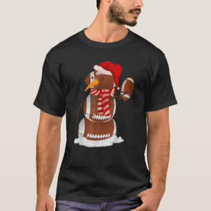 T-shirt Football de Noël 2021 Snowman Football Balls Homme