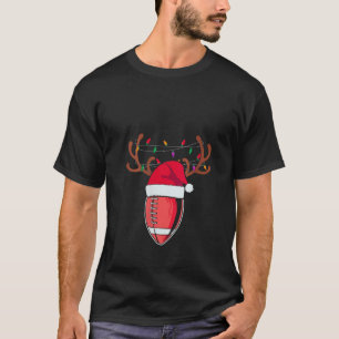T-shirt Football de Noël Santa Hat Xmas Lights