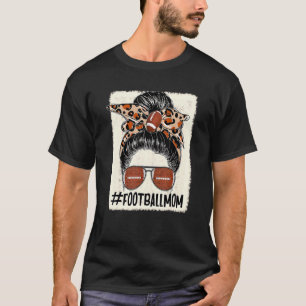 T-shirt Football Maman Messy Bun Cheveux Leopard Bonne Mèr