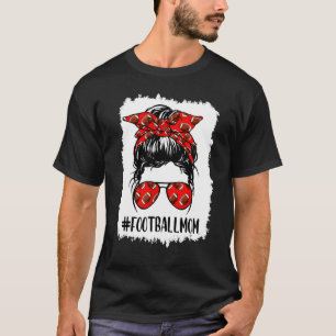 T-shirt Football Maman Vie Bleached Messy Bun Football Jou
