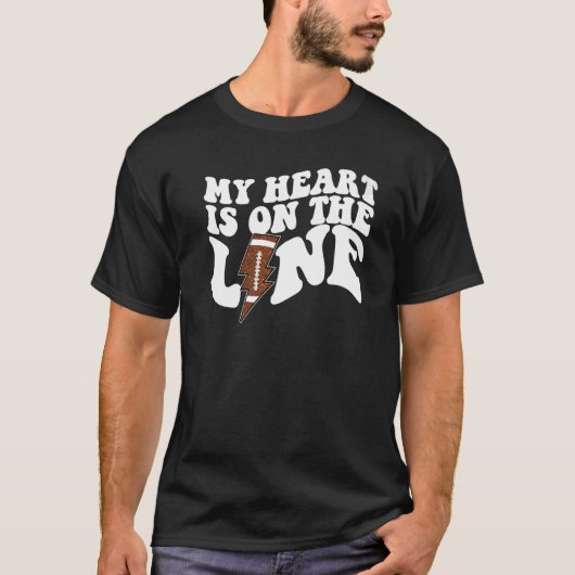 T-shirt Football Mon Coeur Est En Ligne L'Offensive Linema (Devant)