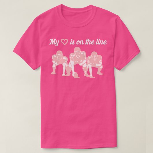 T-shirt Football Mon Coeur Est En Ligne L'Offensive Linema (Design devant)