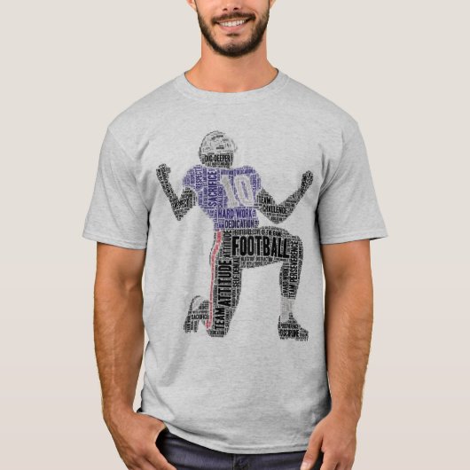 T-shirt Football Player Word Art Dedication Inspiration (Devant)