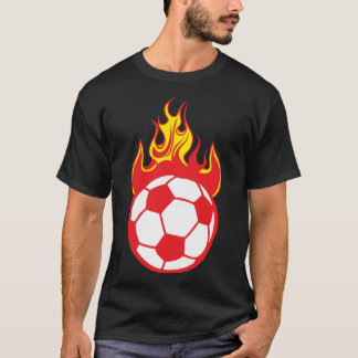 T-shirt football soccer 9 flamme flame feu boule 1110