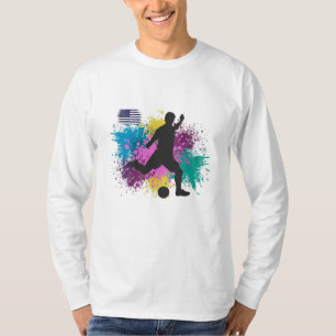 T-shirt Football USA Couleurs Grunge Éclaboussures