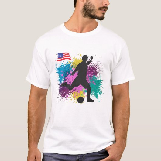 T-shirt Football USA Grungy Couleur Splashes (Devant)
