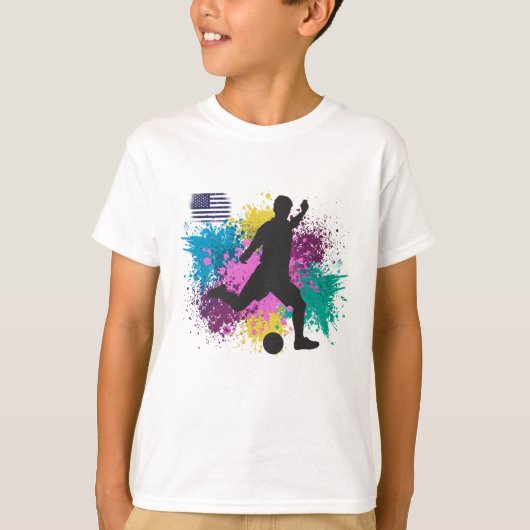 T-shirt Football USA Grungy Couleur Splashes (Devant)