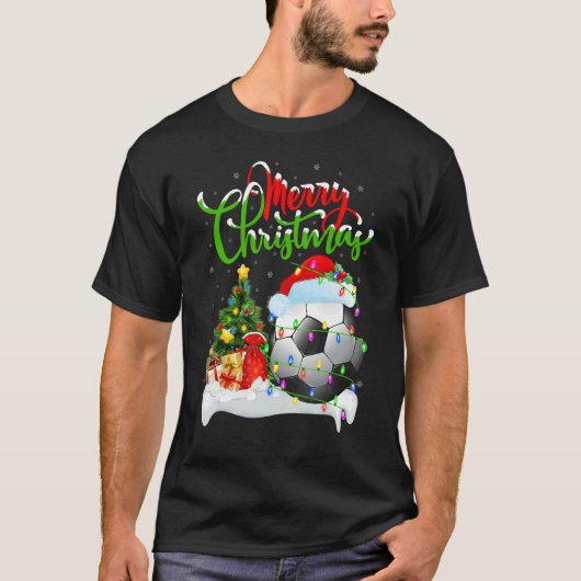 T-shirt Football Xmas Decorations Santa Football Christm (Devant)