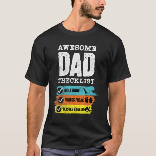T-shirt for dad awesome dad checklist for Christian dad (Devant)