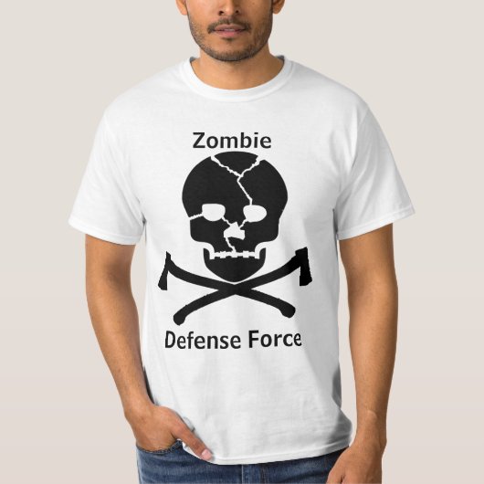 T-shirt Force de défense de zombi : Crânes et haches (Devant)