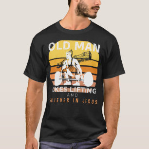 T-shirt Force divine : Vieux Mans Grumpy Jésus Lift & Humo