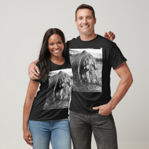 T-shirt **"Force intemporelle : Hippo noir et blanc granul