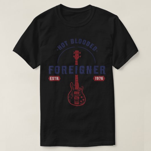 T-shirt Foreigner Hot Blooded Guitar Officially Licensed  (Design devant)