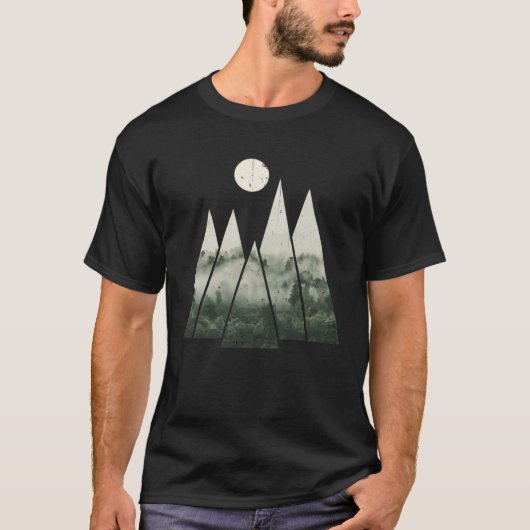 T-shirt FOREST Foggy Woods Nature Minimalism Geometric  1 (Devant)