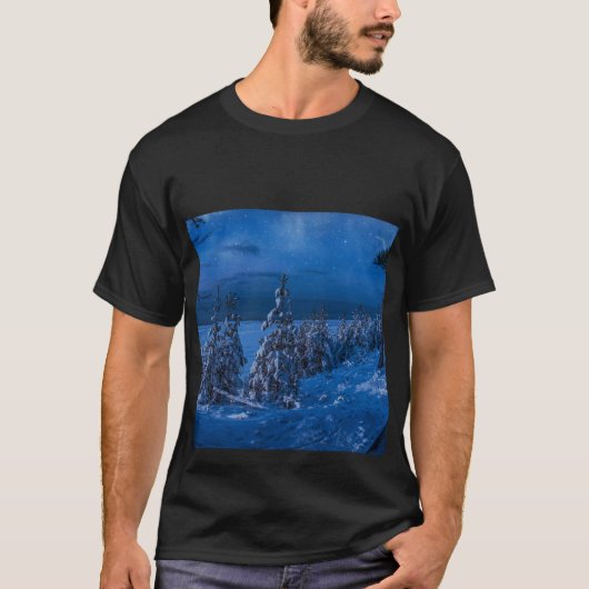 T-shirt Forest path at winter night (Devant)