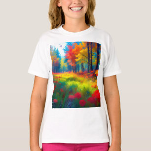 T-shirt Forêt avec des arbres et des fleurs colorés