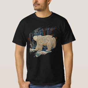 T-shirt Forêt bohème d'hiver de l'ours blanc rétro