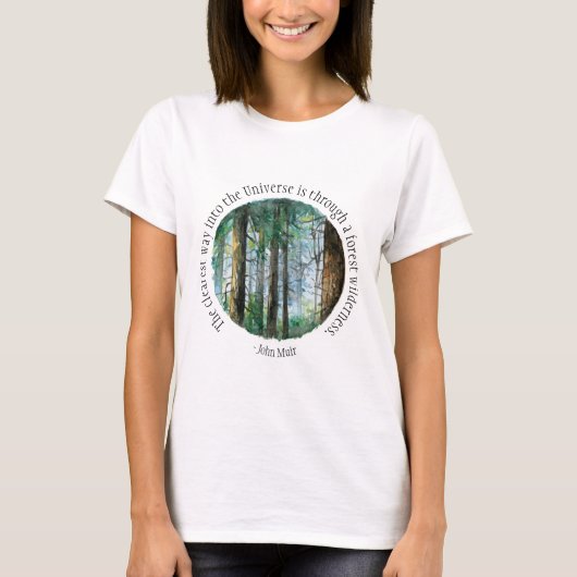 T-shirt Forêt d'aquarelle Muir Quote (Devant)