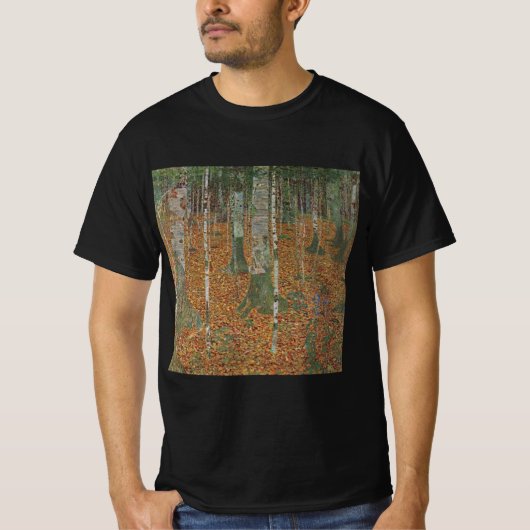 T-shirt Forêt de bouleau par Gustav Klimt, Art Nouveau Vin (Devant)