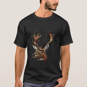 T-shirt Forêt de cerfs Portrait animal Motif Hunter Faune