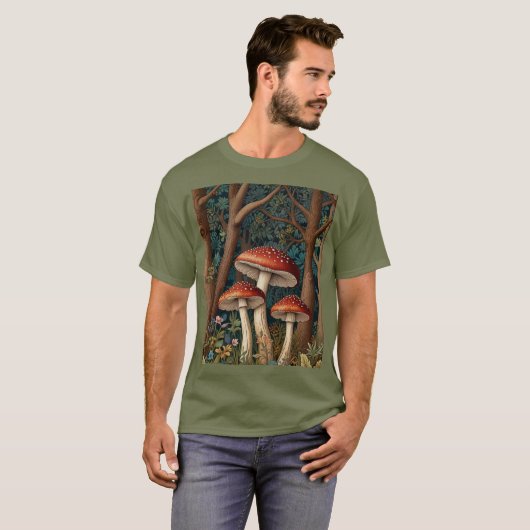 T-shirt Forêt de champignons rétro (Devant entier)