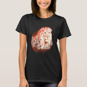 T-shirt Forêt de Lion réaliste Forêt Vintage Lion Animal L
