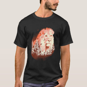 T-shirt Forêt de Lion réaliste Forêt Vintage Lion Animal L
